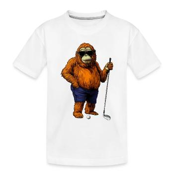 Affe Golfspieler - Kinder Premium Bio T-Shirt - Weiß - Vorne
