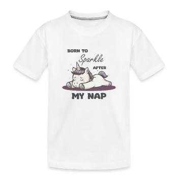 Born to Sparkle - Einhorn Schläfchen funkeln - Kinder Premium Bio T-Shirt - Weiß - Vorne