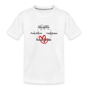 Geburtsort Erde, Mensch, Freiheit, Liebe - Kinder Premium Bio T-Shirt - Weiß - Vorne
