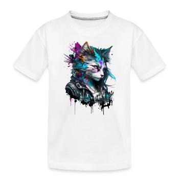 Chat, Cyber-chat de la collection Cyber Squad - T-shirt bio Premium Enfant - blanc - Devant