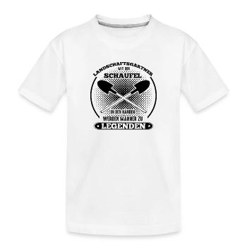 Landschaftsgärtner mit der Schaufel in den Händen - Kinder Premium Bio T-Shirt - Weiß - Vorne