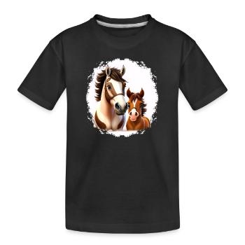 Motif Cheval Equitation Poulain Hobby Horsing - T-shirt bio Premium Enfant - noir - Devant