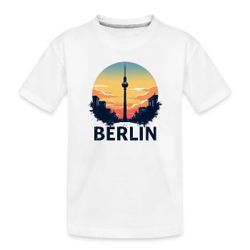 Berlin mit Fernsehturm Sonnenuntergang - Kinder Premium Bio T-Shirt - Weiß - Vorne