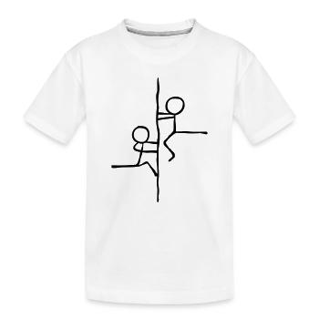 Strichmännchen klettern am Seil - Kinder Premium Bio T-Shirt - Weiß - Vorne