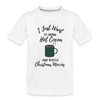 Je veux juste du chocolat chaud et regarder le film de Noël - T-shirt bio Premium Enfant - blanc - Devant