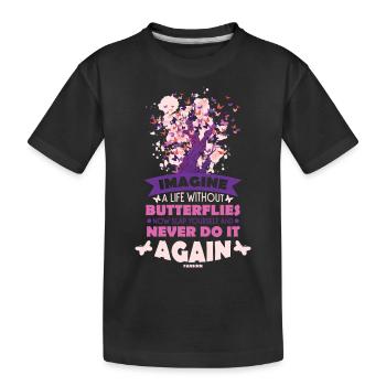Imagine A Life Without Butterflies - Kids' Premium Organic T-Shirt - black - Front