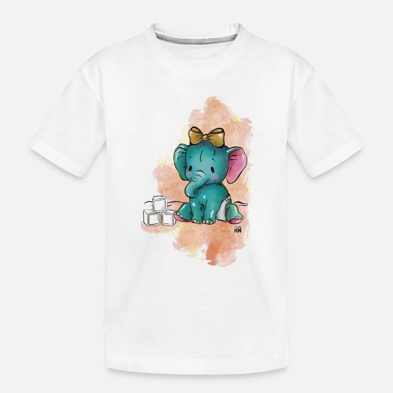 Eléphant avec des cubes - T-shirt bio Premium Enfant - blanc