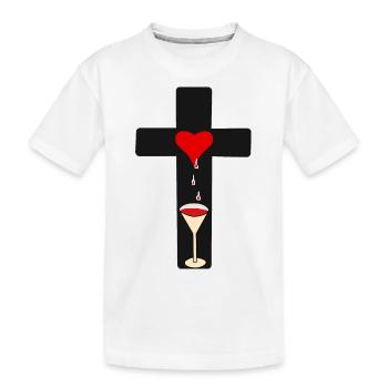 Croix du Christ sang horreur Halloween Goth occulte - T-shirt bio Premium Enfant - blanc - Devant