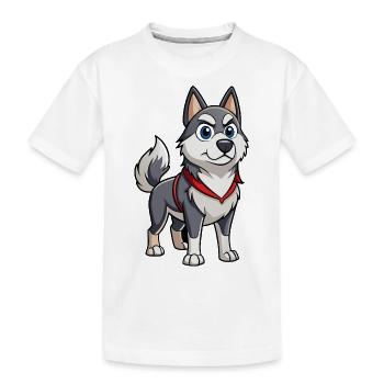 A Norwegian Elkhound with a determined expression - Kids' Premium Organic T-Shirt - white - Front