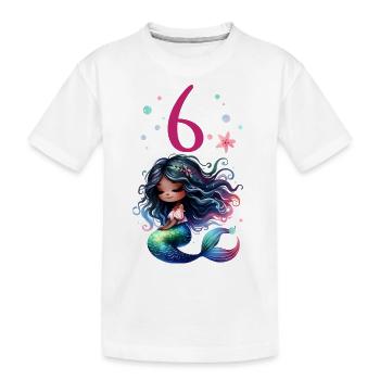 Geburtstag 6 Meerjungfrau Mädchen Sechs 6 Jahre al - Kinder Premium Bio T-Shirt - Weiß - Vorne