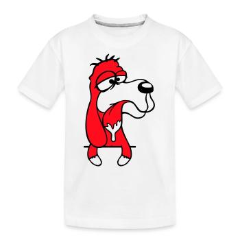 Hund Hinter Mauer Zaun Sabbert Spucke Zunge Lustig - Kinder Premium Bio T-Shirt - Weiß - Vorne