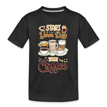 Kaffee Kaffeeliebhaber Kaffeetasse Barista Vintage - Kinder Premium Bio T-Shirt - Schwarz - Vorne