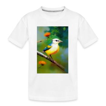 Oiseau sur branche avec fleurs - T-shirt bio Premium Enfant - blanc - Devant