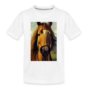 Pferdekopf Öl Malerei - Kinder Premium Bio T-Shirt - Weiß - Vorne