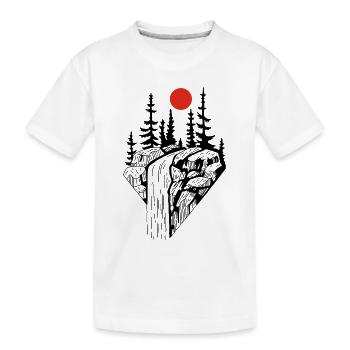 Der schwarze Wasserfall und die rote Sonne - Kinder Premium Bio T-Shirt - Weiß - Vorne