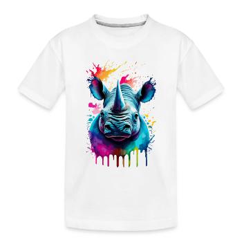 Rhinocéros coloré - Rhinocéros Rhinocéros - T-shirt bio Premium Enfant - blanc - Devant