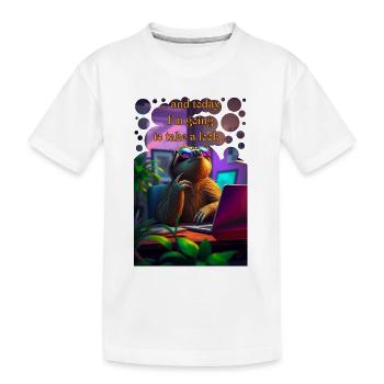 Und heute riskier ich einen Blick Faultier im Büro - Kinder Premium Bio T-Shirt - Weiß - Vorne