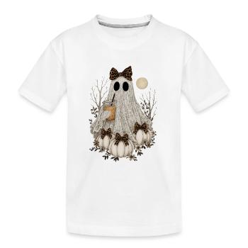 Mignon fantôme de dentelle, fantôme d’Halloween, citrouille, café - T-shirt bio Premium Enfant - blanc - Devant