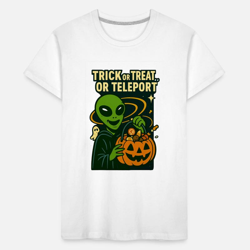 Alien Halloween T-Shirt – Süßes oder Saures... oder... Kinder Premium Bio T-Shirt
