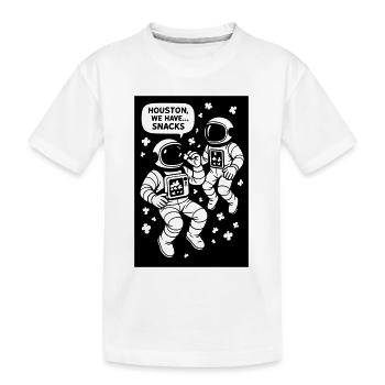 Astronauten mit Popcorn schwarzweiß - Kinder Premium Bio T-Shirt - Weiß - Vorne