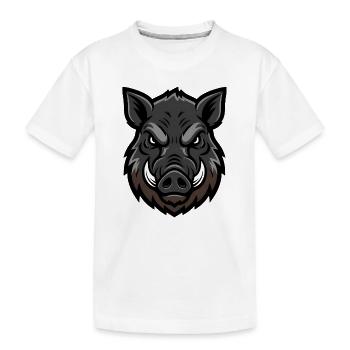 mascotte tête de sanglier, agressive - T-shirt bio Premium Enfant - blanc - Devant