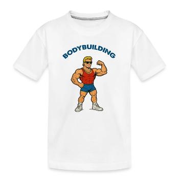 Bodybuilding Gym Cartoon - Kids' Premium Organic T-Shirt - white - Front