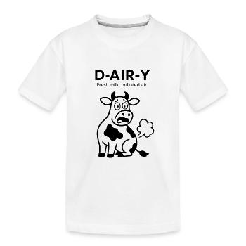 D-Air-Y – Fresh Milk, Polluted Air - Cow - Kids' Premium Organic T-Shirt - white - Front