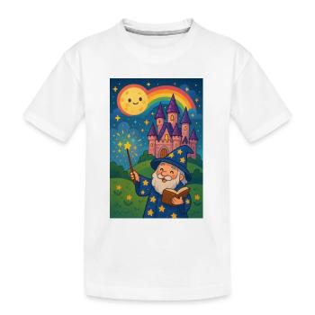 Arcane Sorcerer and Starry Castle - Kids' Premium Organic T-Shirt - white - Front