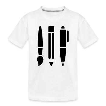 Pinceau, crayon et stylo - Symbole artistique - T-shirt bio Premium Enfant - blanc - Devant
