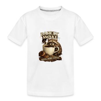 À peine réveillé – Raton laveur à café - T-shirt bio Premium Enfant - blanc - Devant