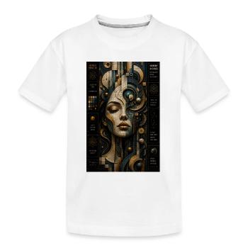 Geometric face in steampunk mosaic - Kids' Premium Organic T-Shirt - white - Front