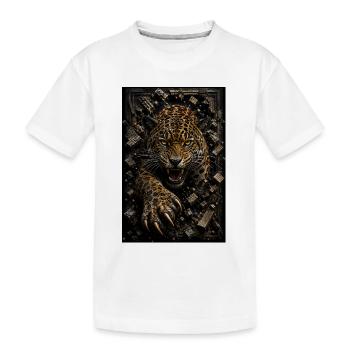 Léopard en furie parmi les blocs - T-shirt bio Premium Enfant - blanc - Devant