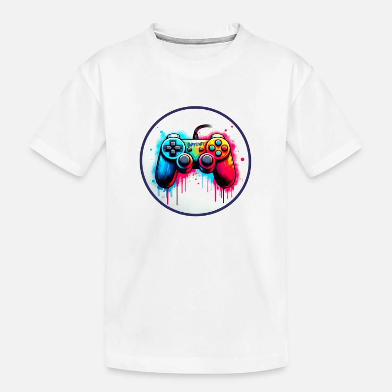 Gamer Gamepad Graffiti Controller - raffstaff ® - Kinder Premium Bio T-Shirt - Weiß