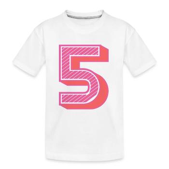 5. 5 JAHRE. 5. JAHRESTAG. 5-JÄHRIGES JUBILÄUM - Kinder Premium Bio T-Shirt - Weiß - Vorne