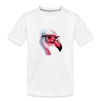 Tête de flamant rose nerdy poilu avec des lunettes - T-shirt bio Premium Enfant - blanc - Devant