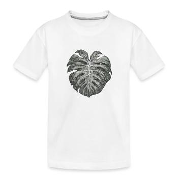 Surrealistisches Monstera Blatt, Pflanzen Motiv - Kinder Premium Bio T-Shirt - Weiß - Vorne