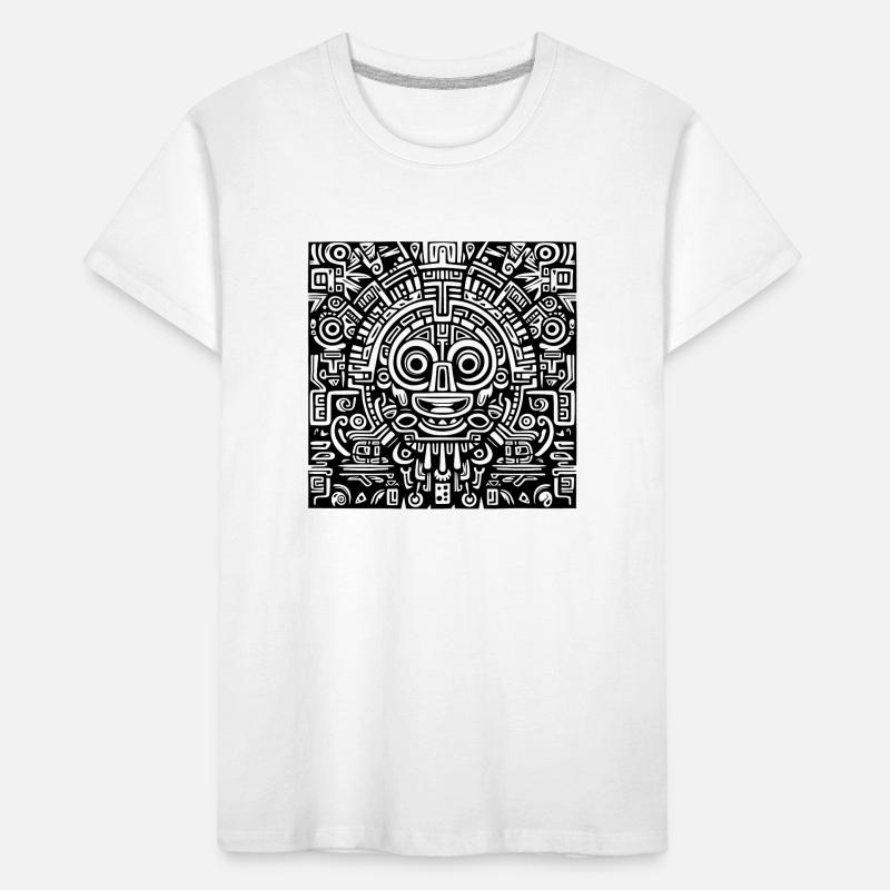 Inca, Aztec, Mayan pattern, artwork black Kids' Premium Organic T-Shirt