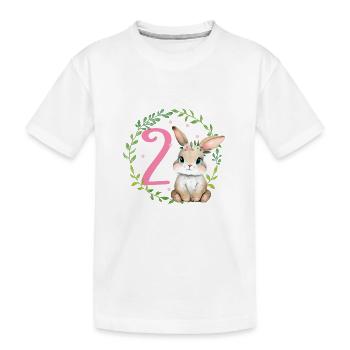 Geburtstag 2 Hase Waldtier Mädchen Zwei 2 Jahre al - Kinder Premium Bio T-Shirt - Weiß - Vorne