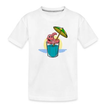 Summer Holiday Beach Earthworm - Kids' Premium Organic T-Shirt - white - Front