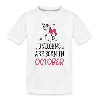 Unicorns are born in October - Kinder Premium Bio T-Shirt - Weiß - Vorne