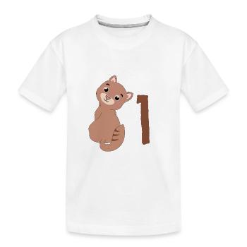 Braune Katze - 1. Geburtstag - Kinder Premium Bio T-Shirt - Weiß - Vorne
