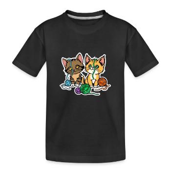 My cats have fun with my wool! - Kids' Premium Organic T-Shirt - black - Front
