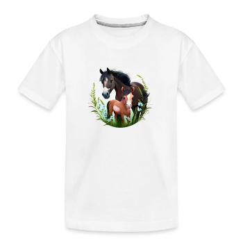 Chemise Cheval Tournoi d’équitation Fille Cheval - T-shirt bio Premium Enfant - blanc - Devant
