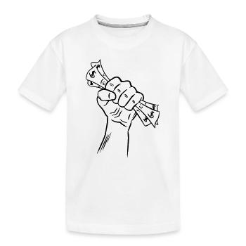 Hand with money - Kids' Premium Organic T-Shirt - white - Front