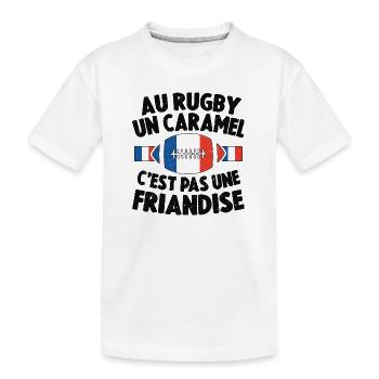 Au Rugby Un Caramel C'est Pas Une Friandise - T-shirt bio Premium Enfant - blanc - Devant