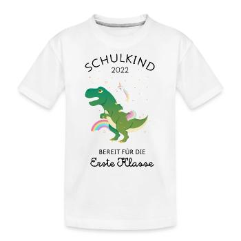 Schulkind 2022 - Einhorn Dino Einschulung - Kinder Premium Bio T-Shirt - Weiß - Vorne