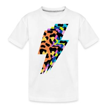 Multicolored leopard lightning - Kids' Premium Organic T-Shirt - white - Front