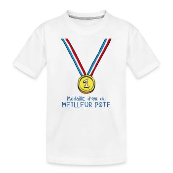 T-shirt Médaille d'or du meilleur pote - T-shirt bio Premium Enfant - blanc - Devant