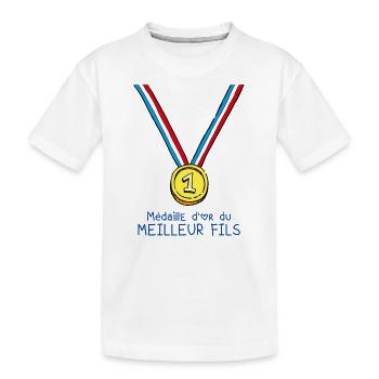 T-shirt Médaille d'or du meilleur fils - T-shirt bio Premium Enfant - blanc - Devant