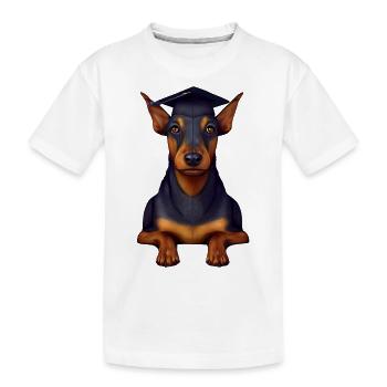 Bachelor Dogs Doberman Studies School Leaving Certificate - Kids' Premium Organic T-Shirt - white - Front